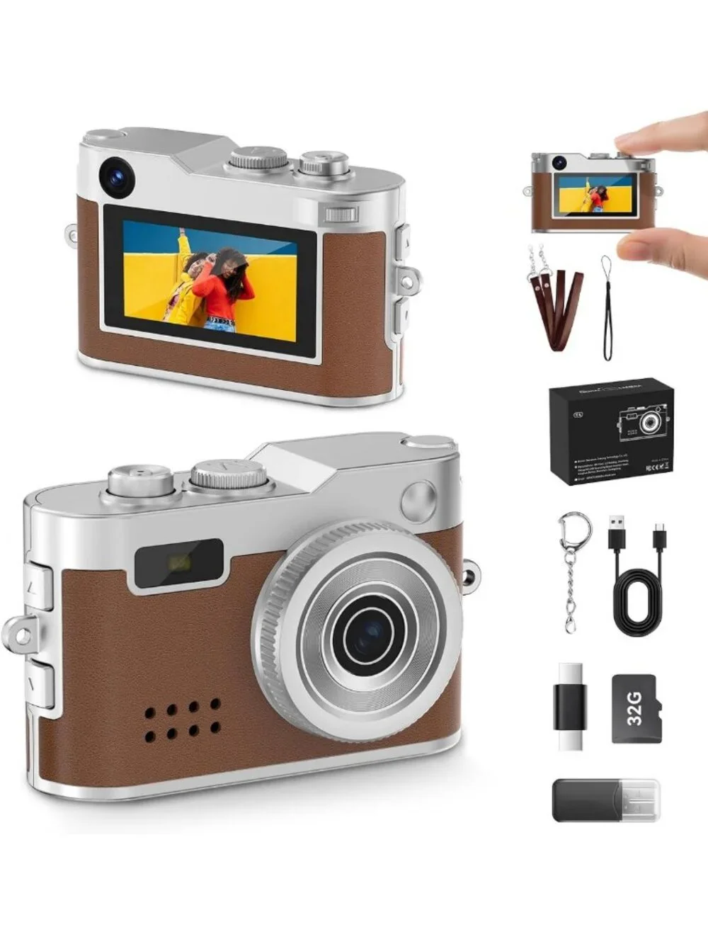 Retro Mini Keychain Camera - 1080P 2MP Pocket-Sized Vintage Bag Charm, Gift Idea